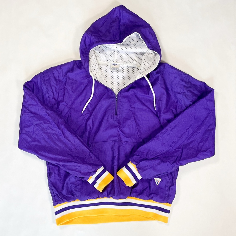 Vintage Lakers/LSU Purple and Yellow Half Zip Reversible Collegiate Windbreaker